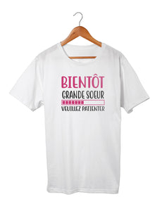 T-shirt enfant fille soeur fière bébé naissance So Custom