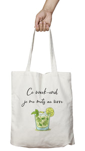 Tote bag marrant et original Week-end rhum verre vert mojito So Custom