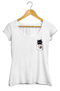 T-shirt cool et original chat poche pocket cat félin tee shirt So Custom