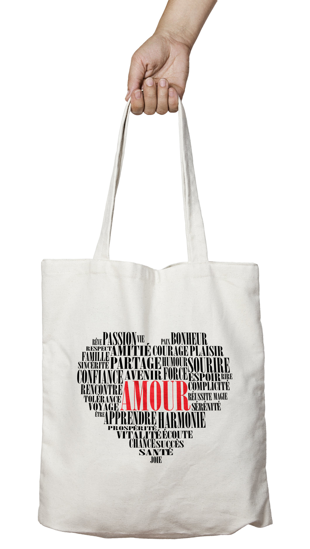 Tote bag original amour coeur mots So Custom