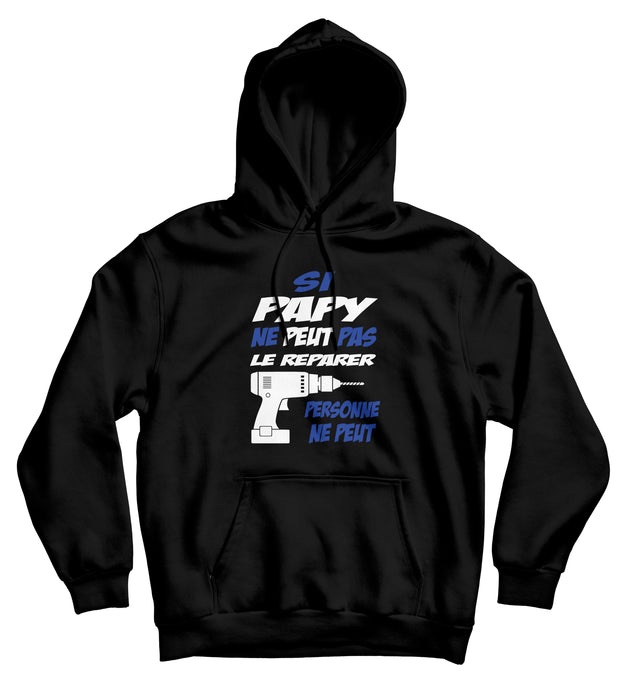 Sweat capuche original Papi Papy répare Famille bricolage So Custom